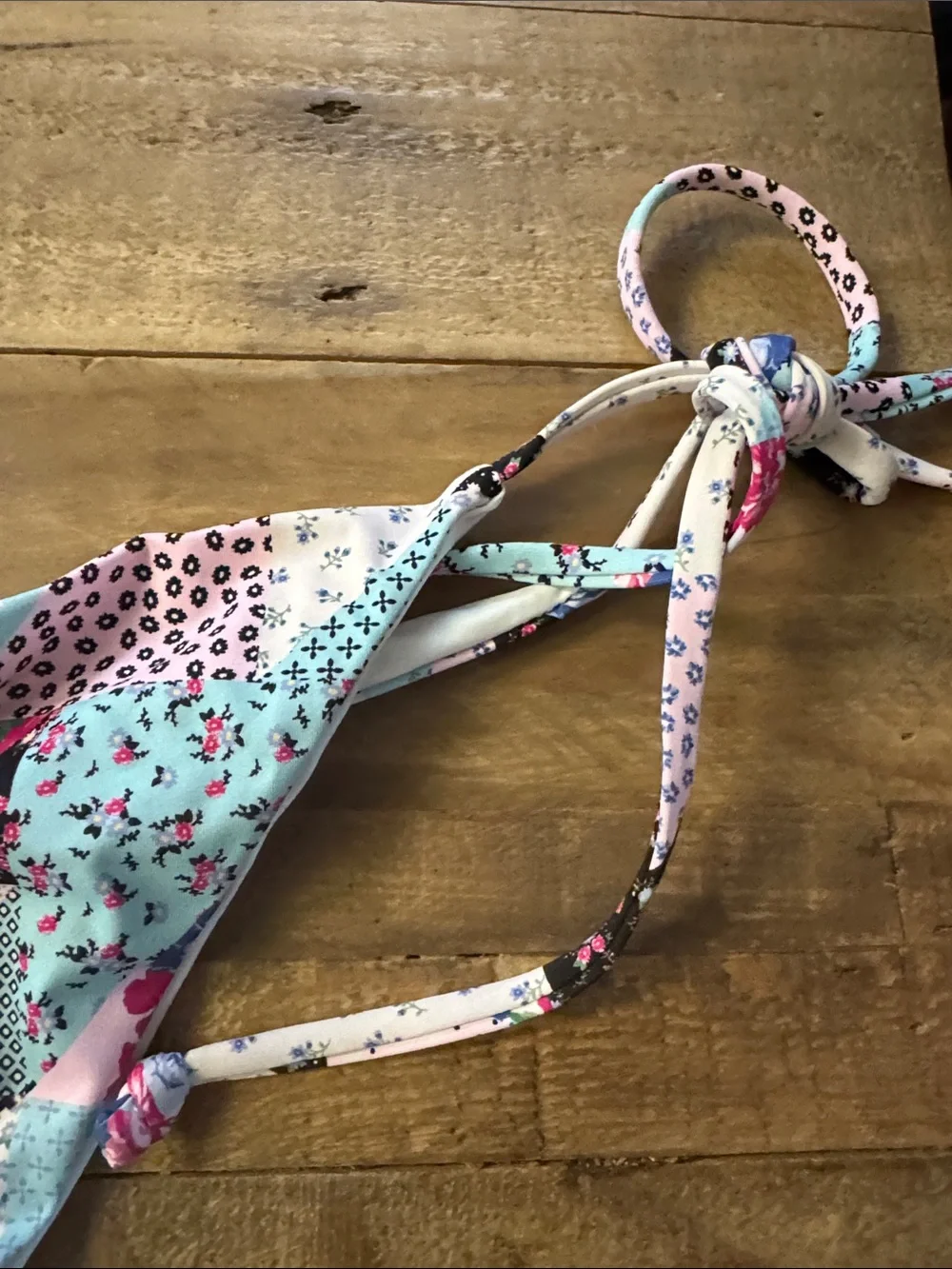 NWT Frankie’s Patchwork Tie-Side Bikini Bottoms in Multi-Color